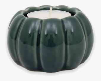 Bild av dekorativ pumpaformad ljuslykta i petrolfärg