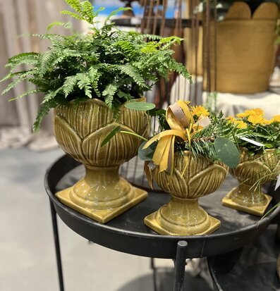 Fleur Creme Pokalkruka L M Grön Gul Mitt & Ditt Underbara Liv Krukor Örtkrukor Glaskrukor