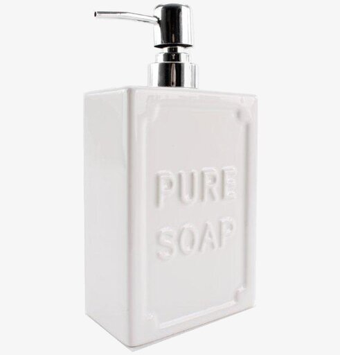 Tvålpump Vit från Interstil i vitt porslin med rostfri pump