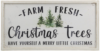 Träskylt - Christmas Trees Chic Antique Väggdekoration Väggskyltar Posters Affischer Plåttavlor Plåtskyltar Tavlor Kalenderhängare Väggtroféer Paper