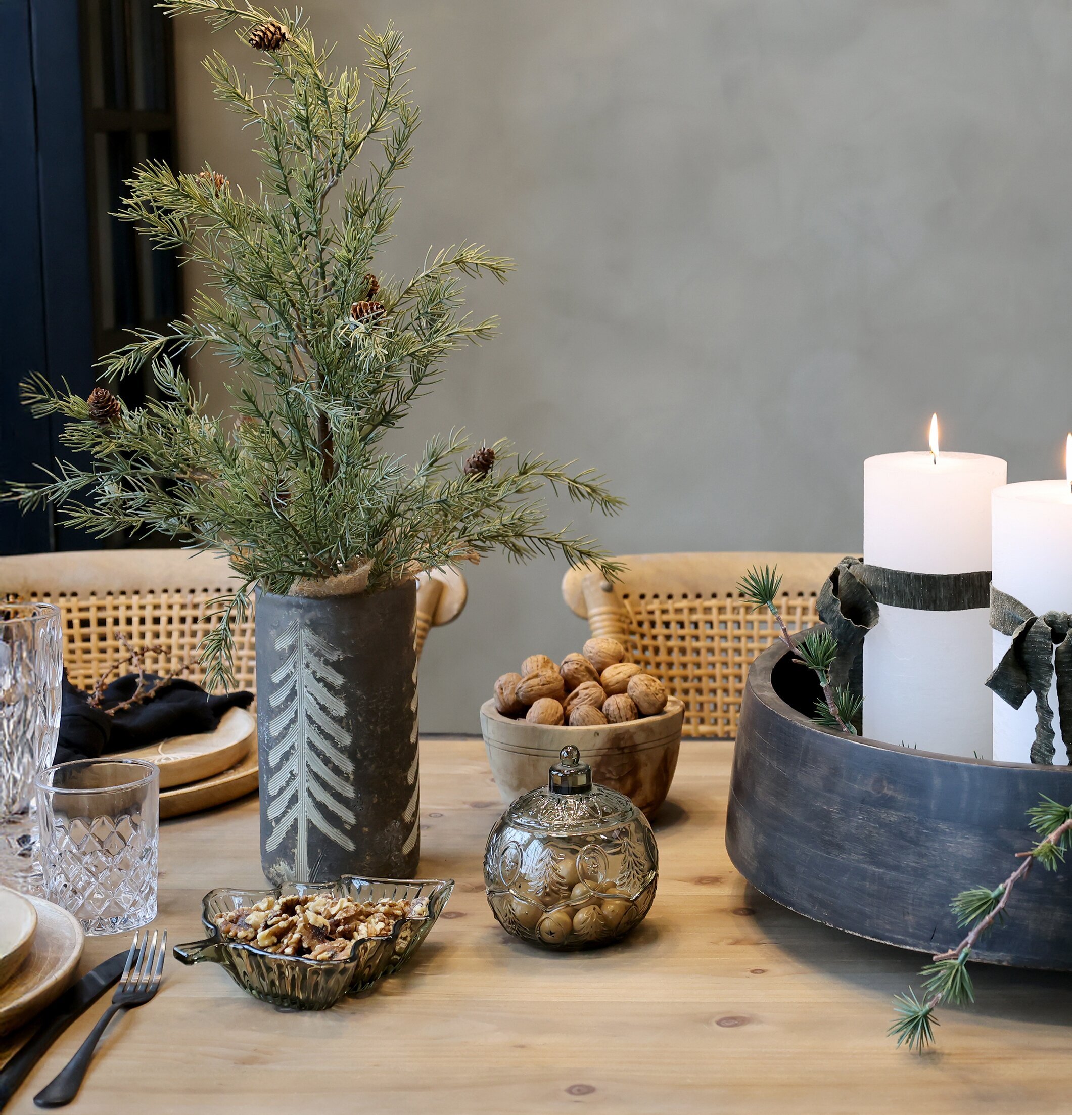 Glasfat Julgran Olivgrön Chic Antique Övrig prydnad/dekoration för inredning innemiljö