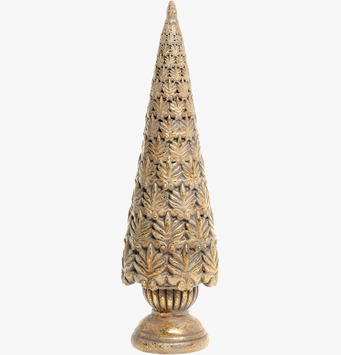 Bild av dekorativ julgran i mässing med lövmönster 20cm