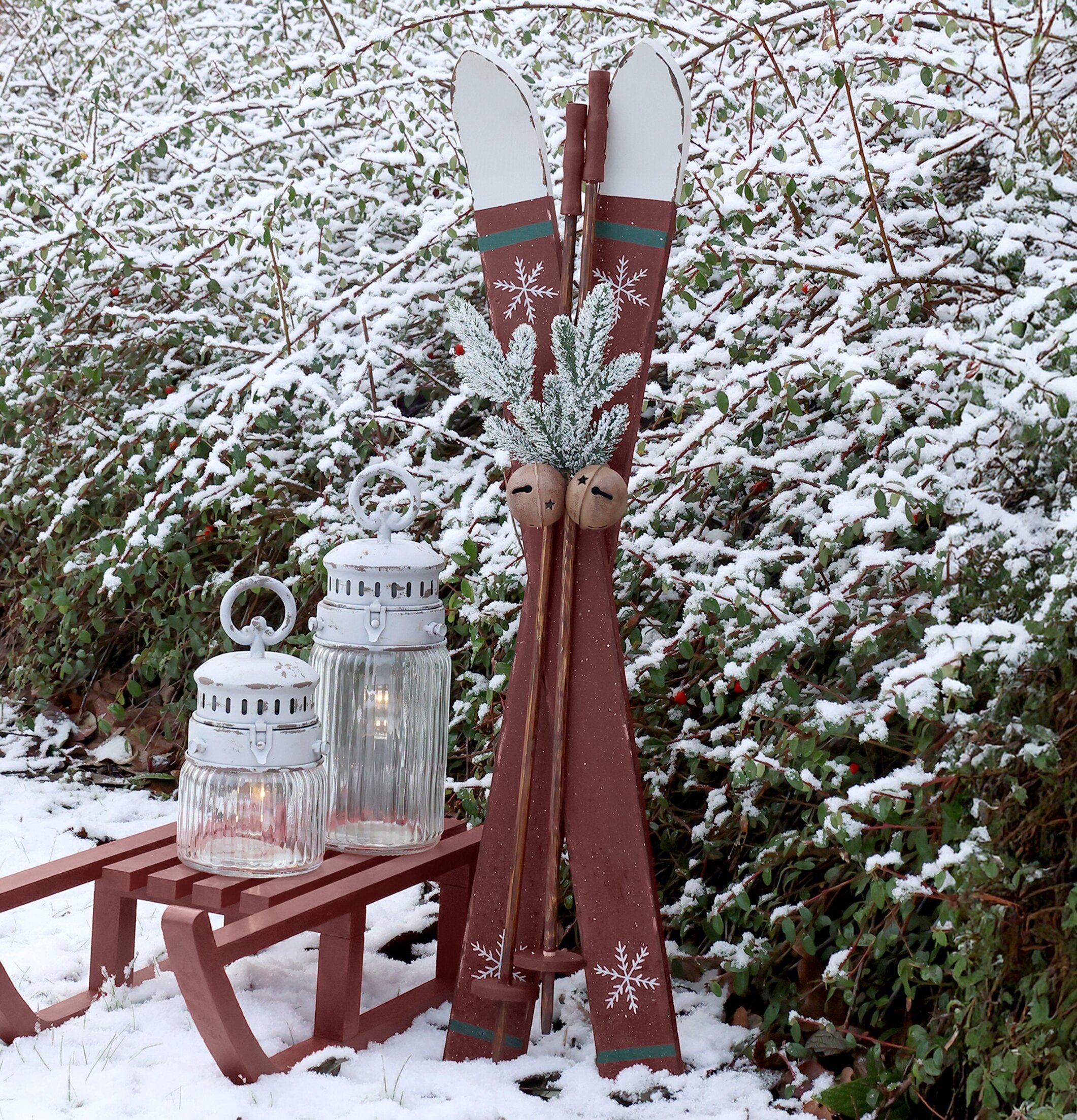 Träskidor Med Stavar Vintage Chic Antique Övrig prydnad/dekoration för inredning innemiljö