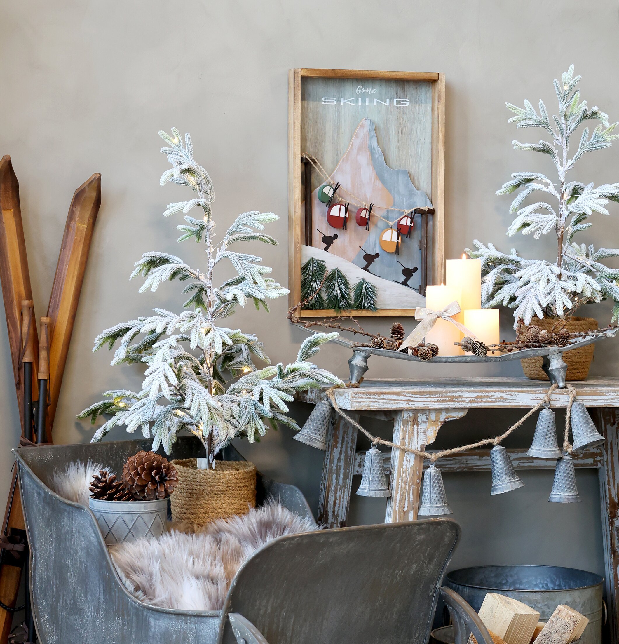 Trätavla Skidlift Vintage Chic Antique Väggdekoration Väggskyltar Posters Affischer Plåttavlor Plåtskyltar Tavlor Kalenderhängare Väggtroféer Paper Mache