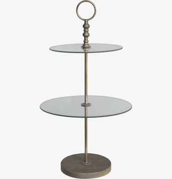 Etagere Glas/Antik Mässing Chic Antique Tårt-/kakfat Tårtfat Kakfat Övrig prydnad/dekoration för inredning innemiljö