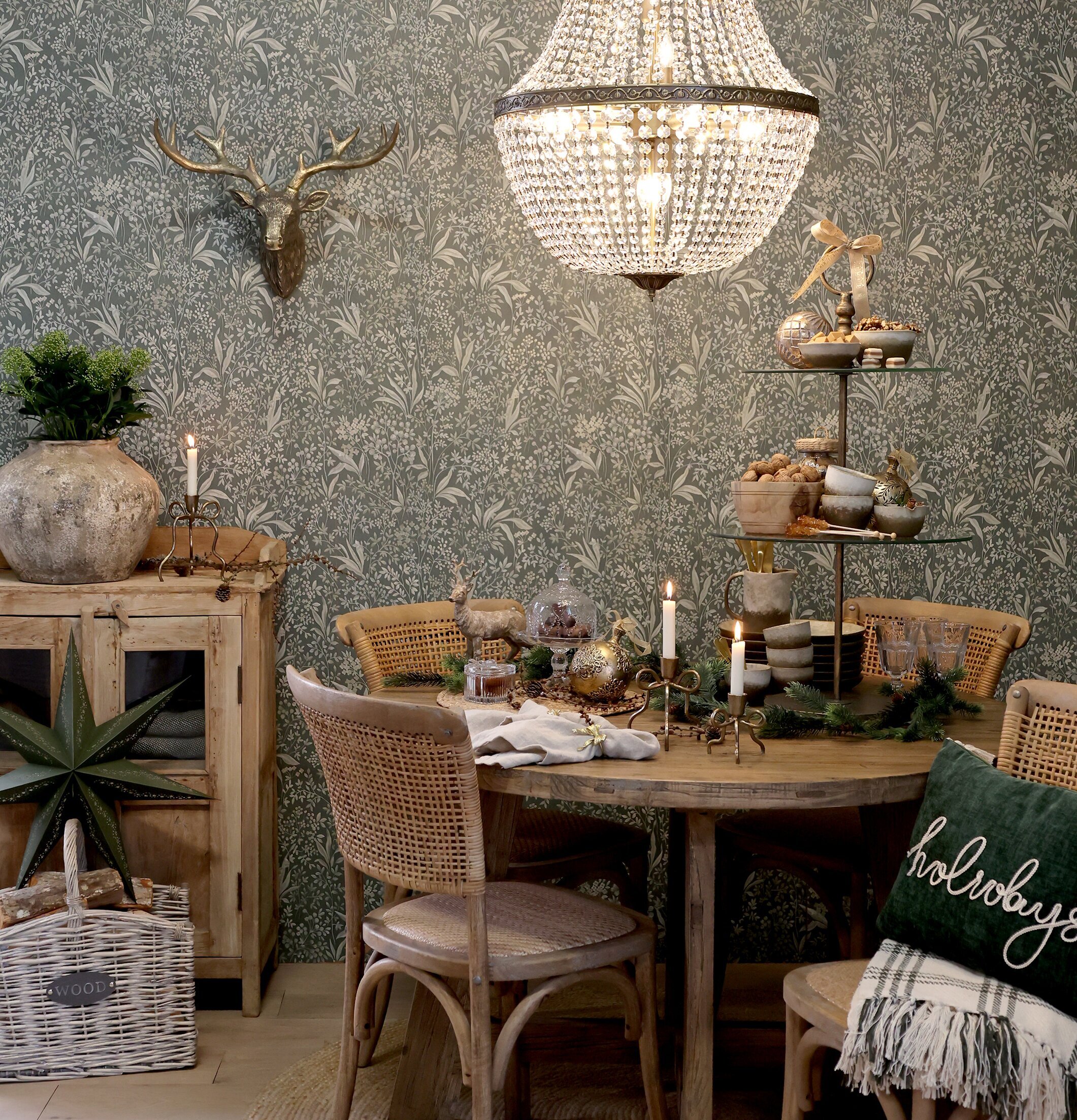 Etagere Glas/Antik Mässing Chic Antique Tårt-/kakfat Tårtfat Kakfat Övrig prydnad/dekoration för inredning innemiljö