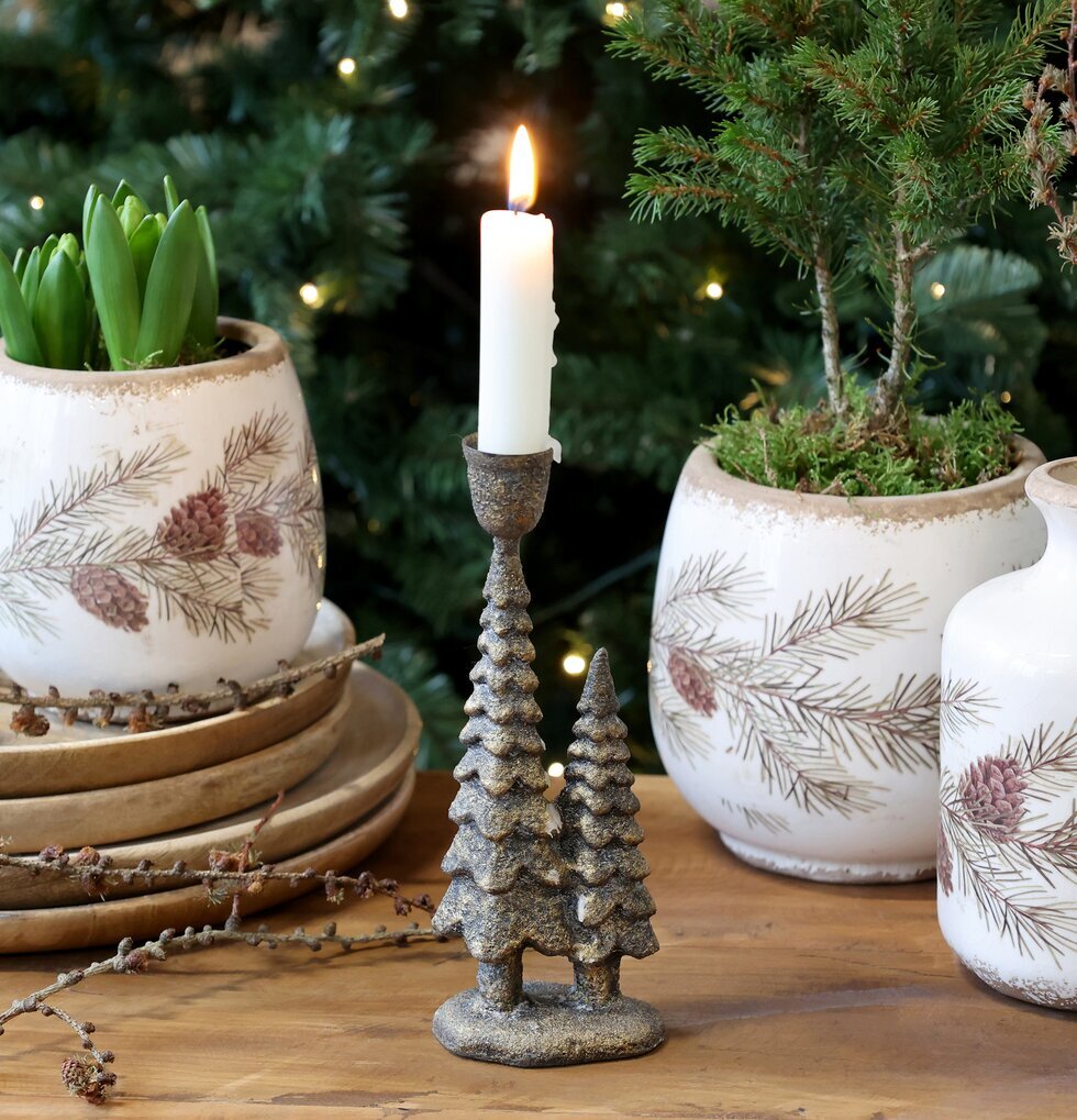 Ljusstake Gran Antik Mässing Chic Antique Ljusstakar Adventsstakar Ljushållare Ljushyllor