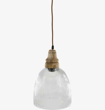 Lampa Räfflat Glas Med Trätopp Chic Antique Lampor Taklampor Golvlampor Bordslampor LED-lampor Ledlampor Fönsterlampor Ljusslingor för