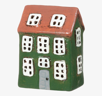 Bild dekorativ ljuslykta hus keramik rustik lekfull design