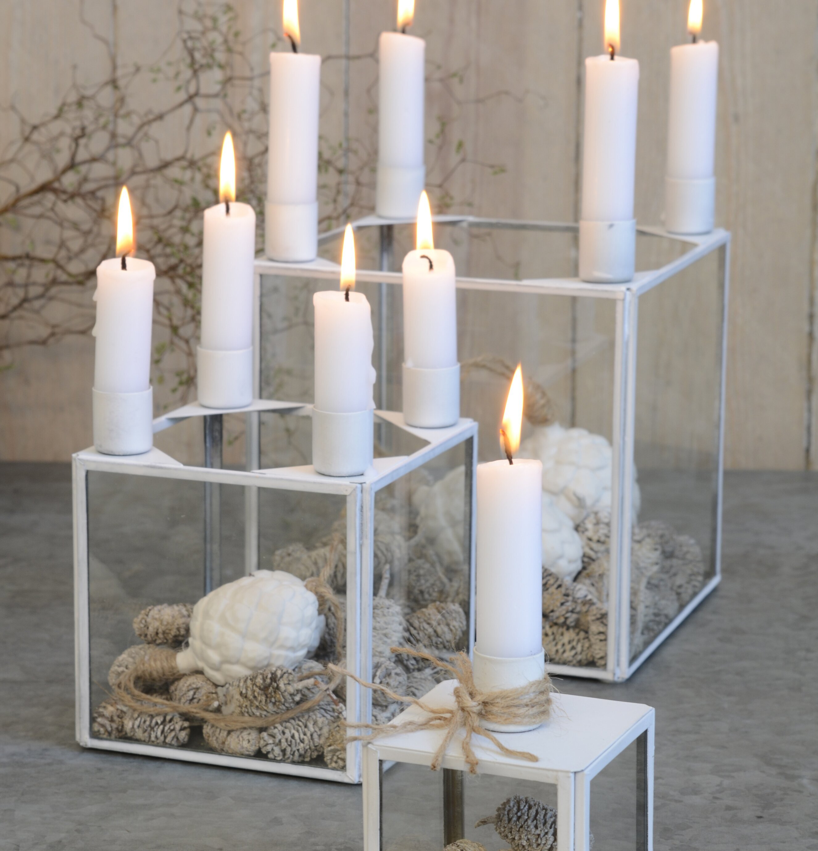 Glasbox Ljuslykta Vit Bönljus från IB Laursen i tre storlekar