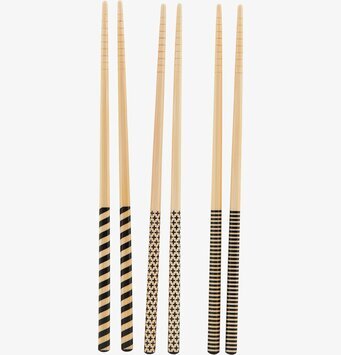 Ätpinnar 6-Pack från House Doctor med mönster i svart