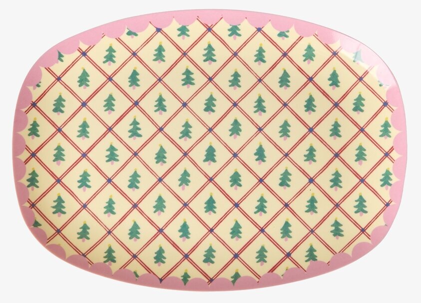 Liten Tallrik Diamond Christmas Tree Print Rice Tallrikar Djupa tallrikar (ej skål) Desserttallrikar Assietter Barntallrikar Picknicktallrikar