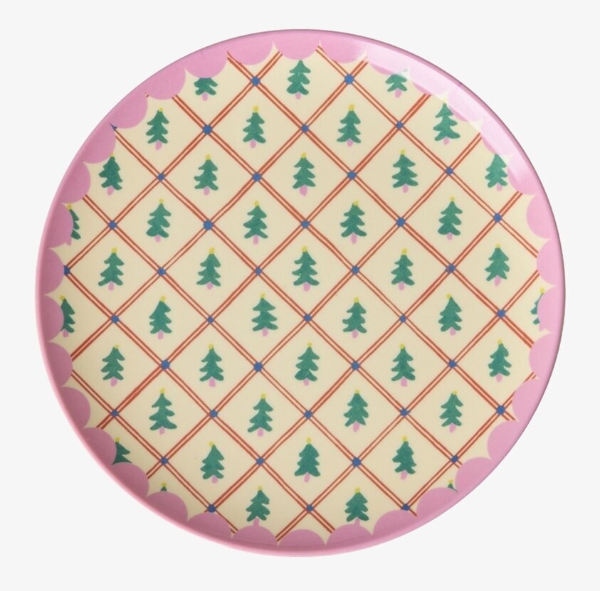 Desserttallrik Diamond Christmas Tree Print Rice Tallrikar Djupa tallrikar (ej skål) Desserttallrikar Assietter Barntallrikar Picknicktallrikar