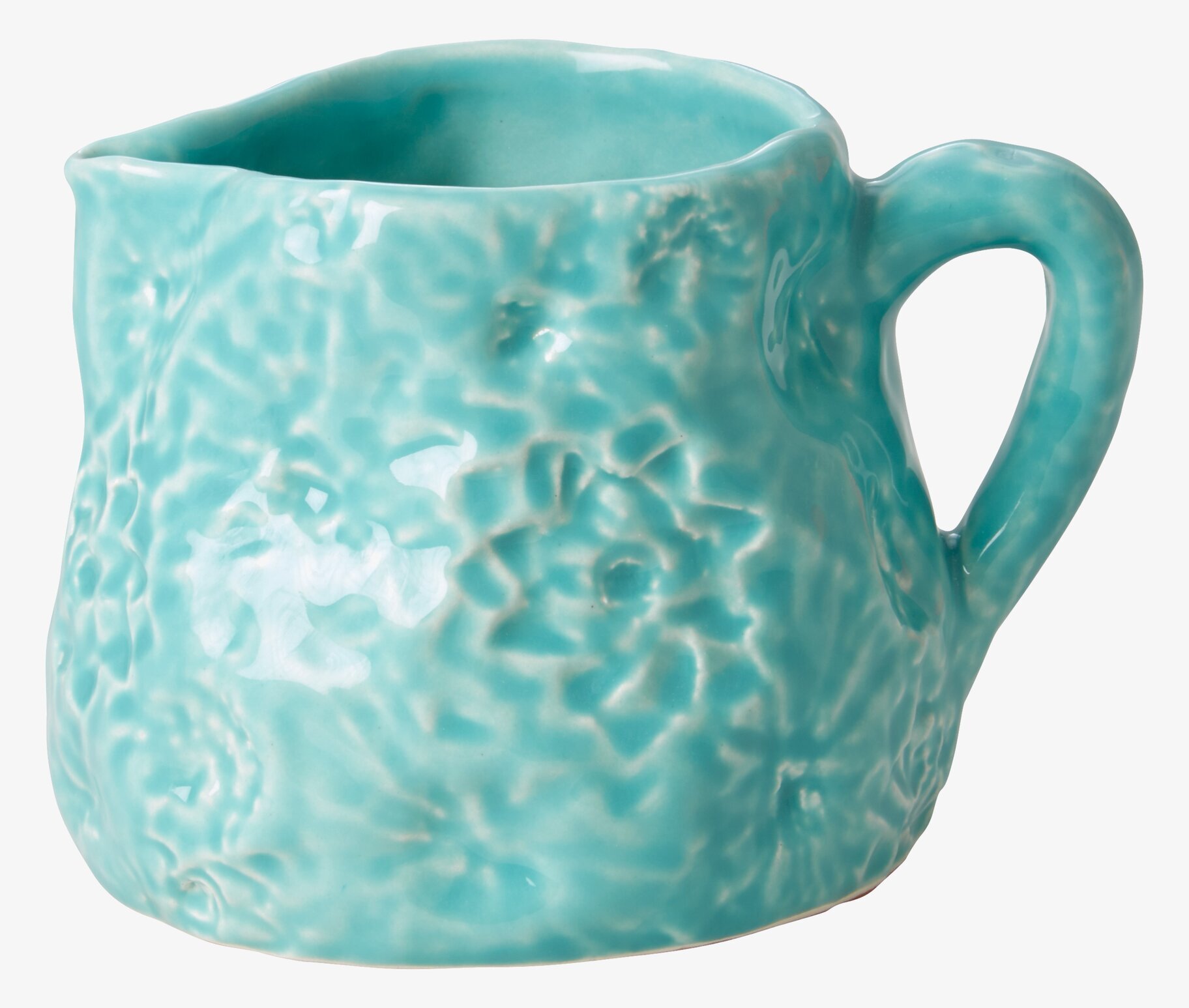 Mjölkkanna Aqua från Rice i turkosblå med vågig yta