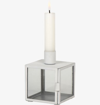 Glasbox Ljuslykta Vit Bönljus från IB Laursen i vit metall