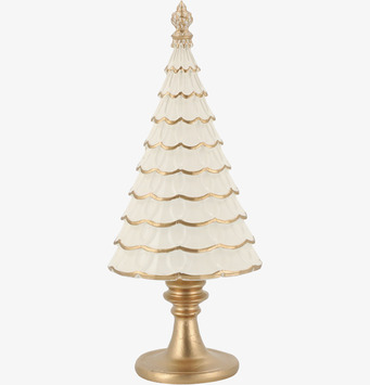 Bild av stilren julgransprydnad i antik creme och guldton