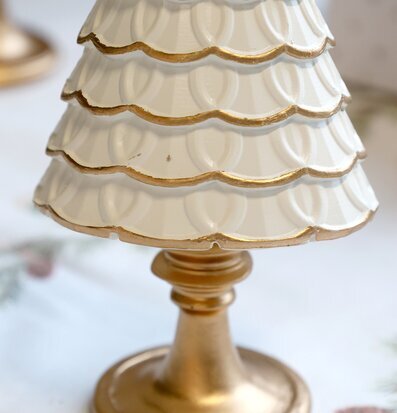 Bild av dekorativ julgransfigur i antik creme och guldtoner