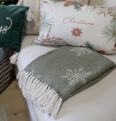 Aix Pläd Olivgrön Chic Antique Täcken, filtar, plädar och överkast Filtar Plädar Överkast