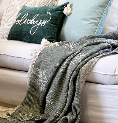 Aix Pläd Olivgrön Chic Antique Täcken, filtar, plädar och överkast Filtar Plädar Överkast