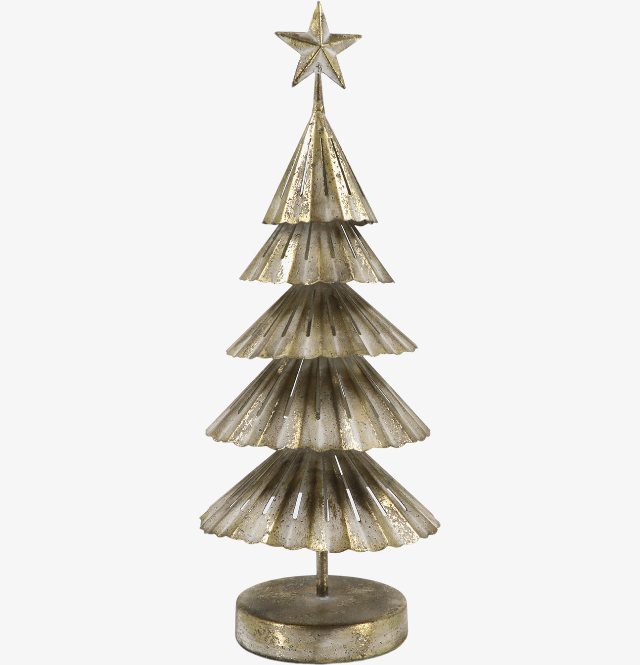 Bild av dekorativ julgran i antik mässing med stjärna