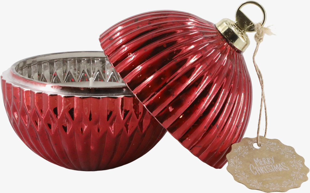 Ljus Julkula Röd Liten Chic Antique Stearinljus Värmeljus