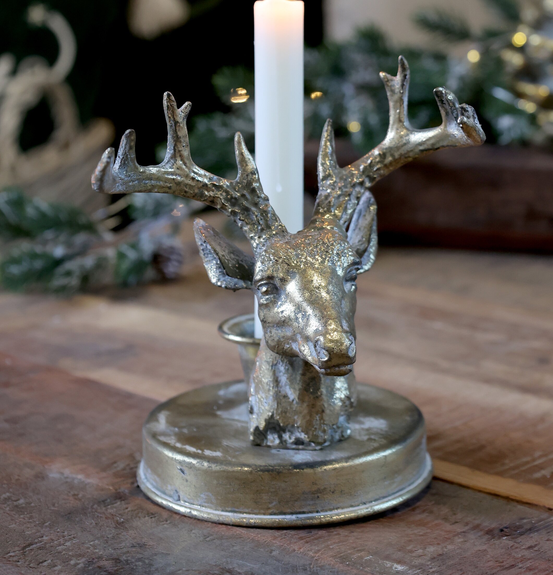 Ljusstake Hjort Antik Mässing Chic Antique Ljusstakar Adventsstakar Ljushållare Ljushyllor