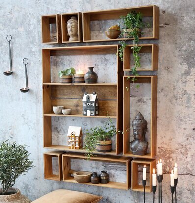 Vägghylla Reol Set/9 Chic Antique Vägghyllor