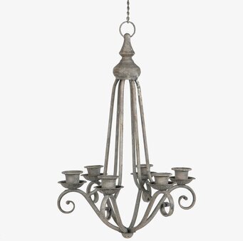 Bild av elegant ljuskrona i metall med sex armar och kedja