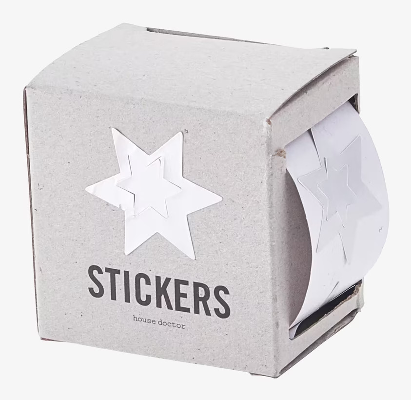 Stickers Silver Star från House Doctor i kartongdispenser