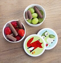 Matbox Rund Uggla från Sass & Belle med räv och uggla