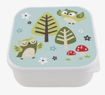Matbox Uggla från Sass & Belle med färgglatt skogstema