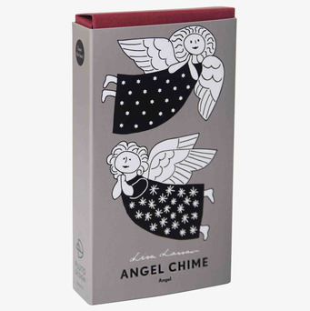 Bild på stilren grå förpackning med lekfulla änglamotiv