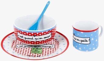 Barnservis Porslin från Derriére la porte, färgglada delar