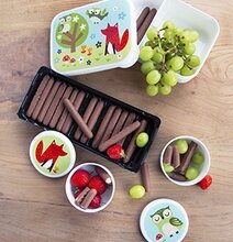 Matbox Uggla från Sass & Belle med färgglatt skogsmotiv