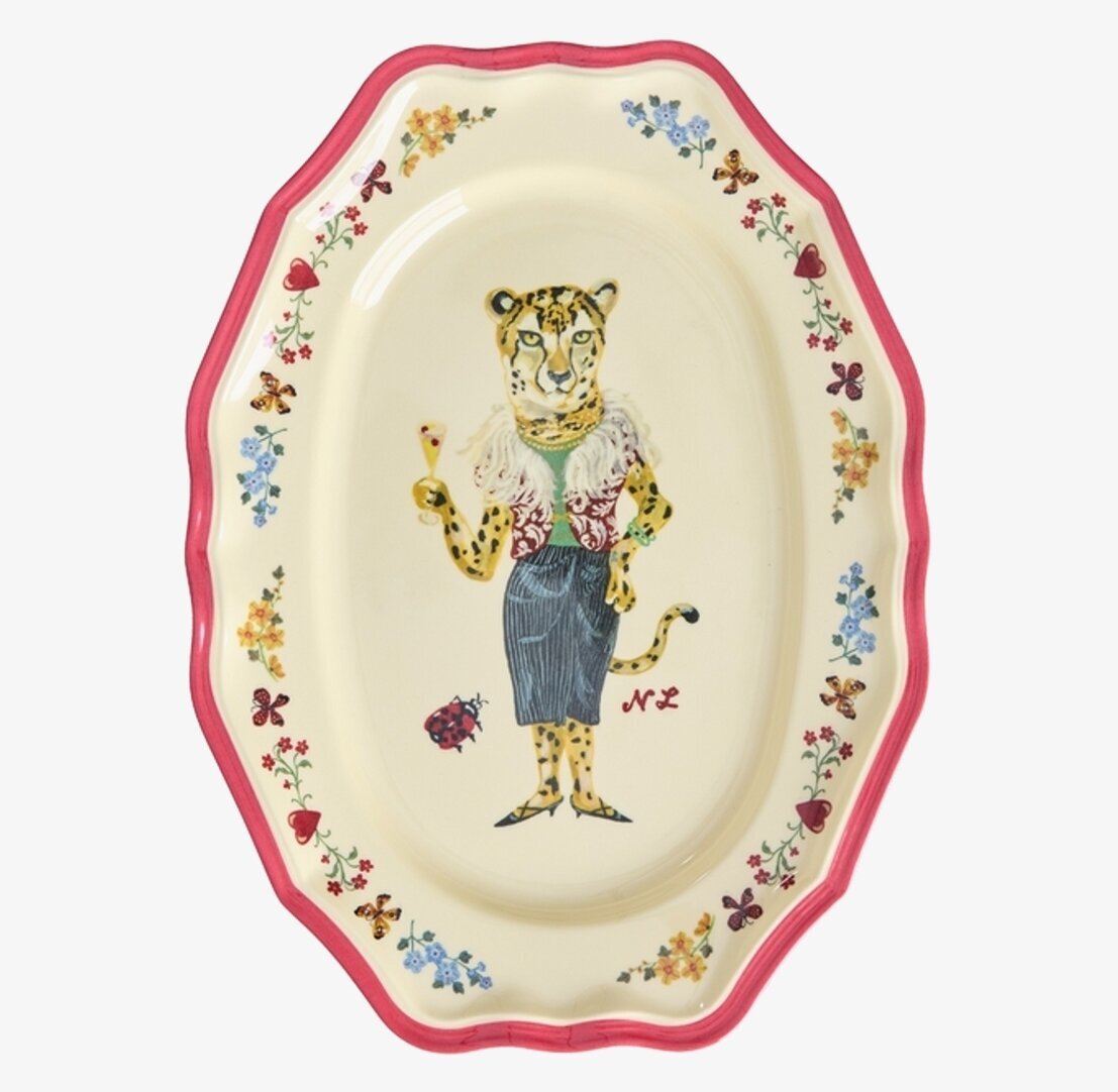 Serveringsfat Vintage Red - Nathalie L'ete Print Rice Serveringsbrickor Brickset