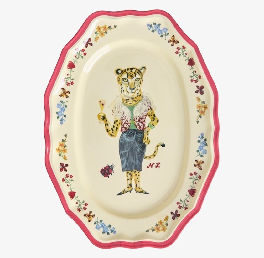 Serveringsfat Vintage Red - Nathalie L'ete Print Rice Serveringsbrickor Brickset