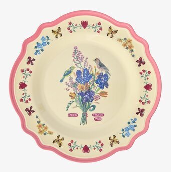 Tallrik Vintage Neon Pink - Nathalie L'ete Print Rice Tallrikar Djupa tallrikar (ej skål) Desserttallrikar Assietter