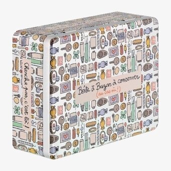 Bild av färgglad plåtburk med lekfull design och pastellfärger