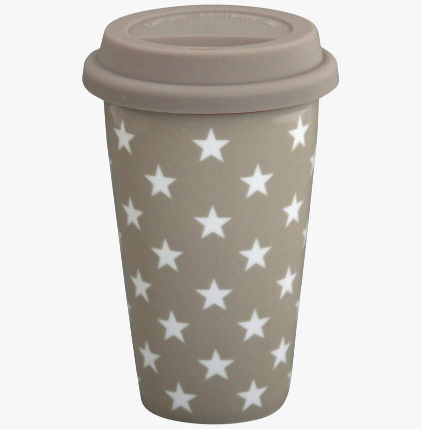 Happy To Go - Star Beige mugg från Krasilnikoff med stjärnor