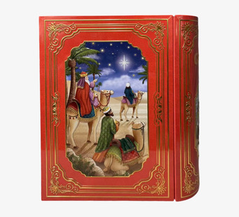 Bild av de tre vise männen i färgstark öken med julstjärna