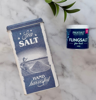 Bild på saltburkar för köksförvaring i blå och vita nyanser