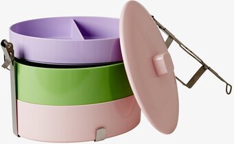 Lunchbox Stor Oval från Rice med färgglada sektioner