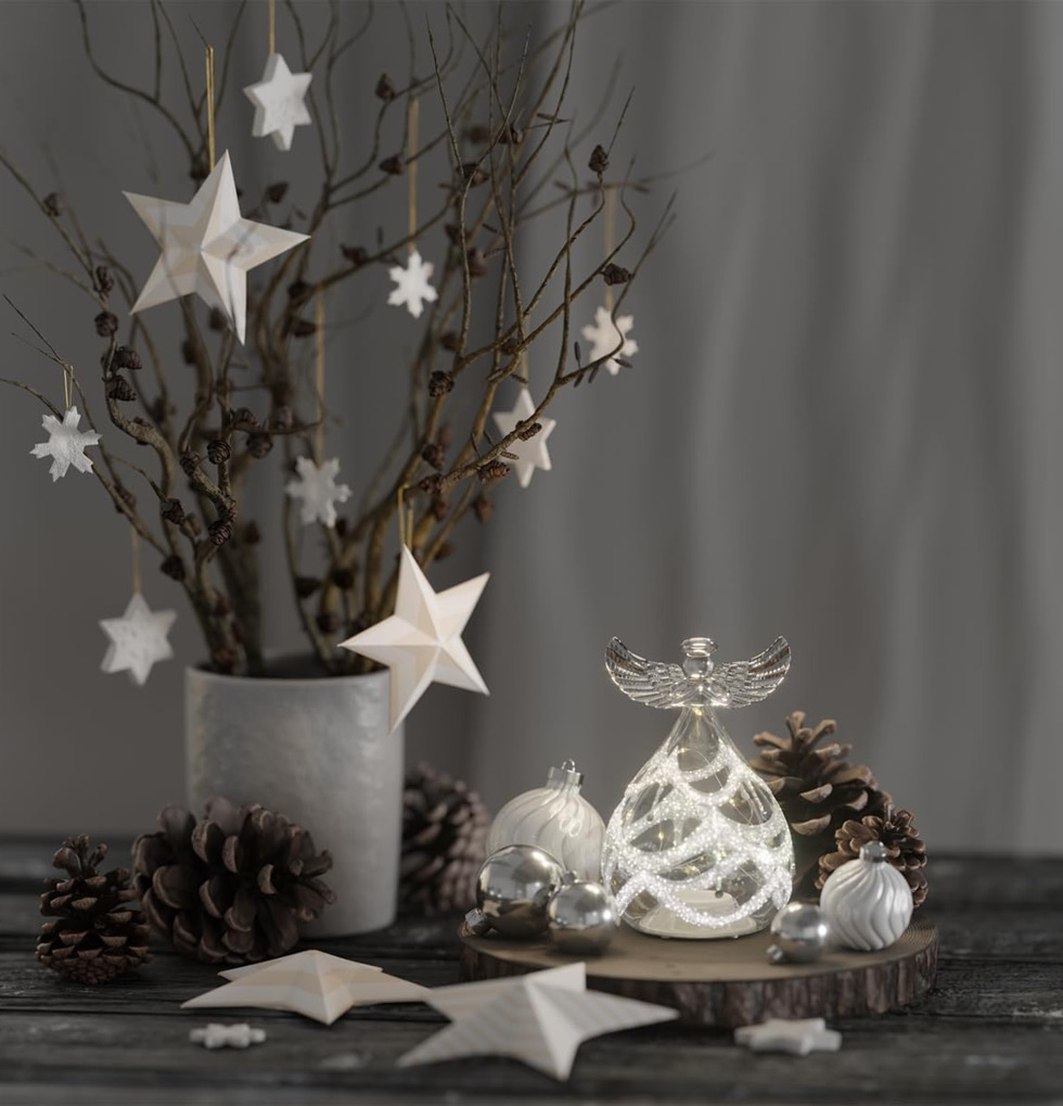 Ängel Glas Led 13cm Deluxe Homeart Lampor Taklampor Golvlampor Bordslampor LED-lampor Ledlampor Fönsterlampor Ljusslingor för dekoration