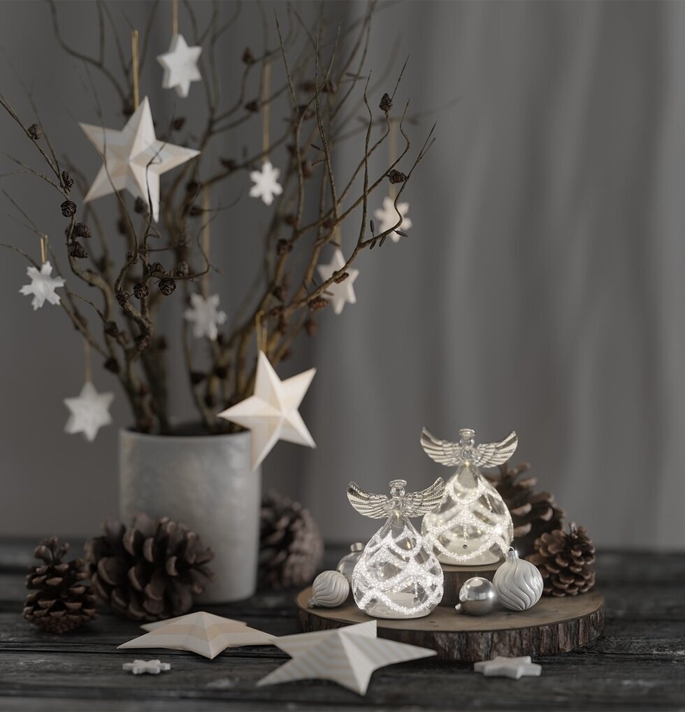 Ängel Glas Led 2-Pack 9cm Deluxe Homeart Lampor Taklampor Golvlampor Bordslampor LED-lampor Ledlampor Fönsterlampor Ljusslingor för