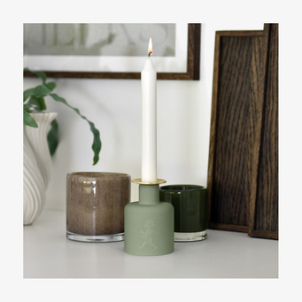 Keramikljusstake - Grön Solstickan Ljusstakar Adventsstakar Ljushållare Ljushyllor