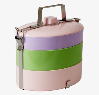 Lunchbox Stor Oval från Rice med tre färgglada nivåer