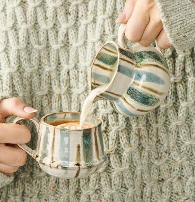 Liten Kanna Med Handtag Kopp Randig Blå/Sand IB Laursen Kannor Tekannor (ej termos) Cooler tank med