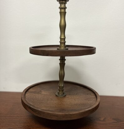 Våningsfat Trä Brun/Mässing (fynd-id 1) A Lot Decoration