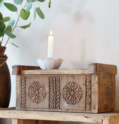 Träbox Med Mönster Chic Antique Förvaringslådor och korgar Boxar Förvaringsboxar Porslinsboxar Trälådor Smyckesboxar i porslin Förvaringsbrickor