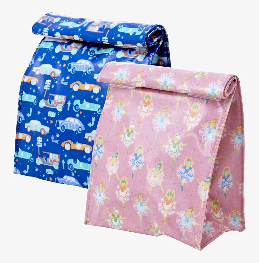 Lunchbag Isolerad från Rice i två mönster på vit bakgrund